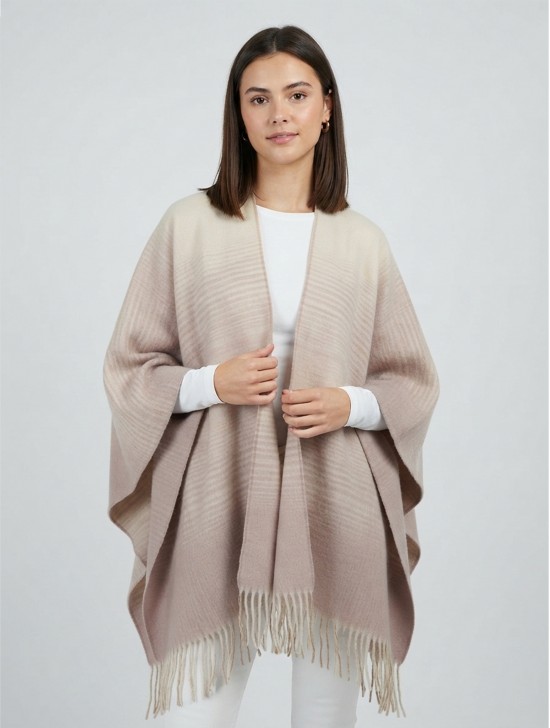 Gradient Patterned Cape W/ Fringe Gradient Patterned Cape W/ Fringe